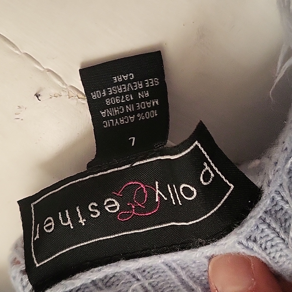 Off Shoulder Distressed Blue Pullover - image 6